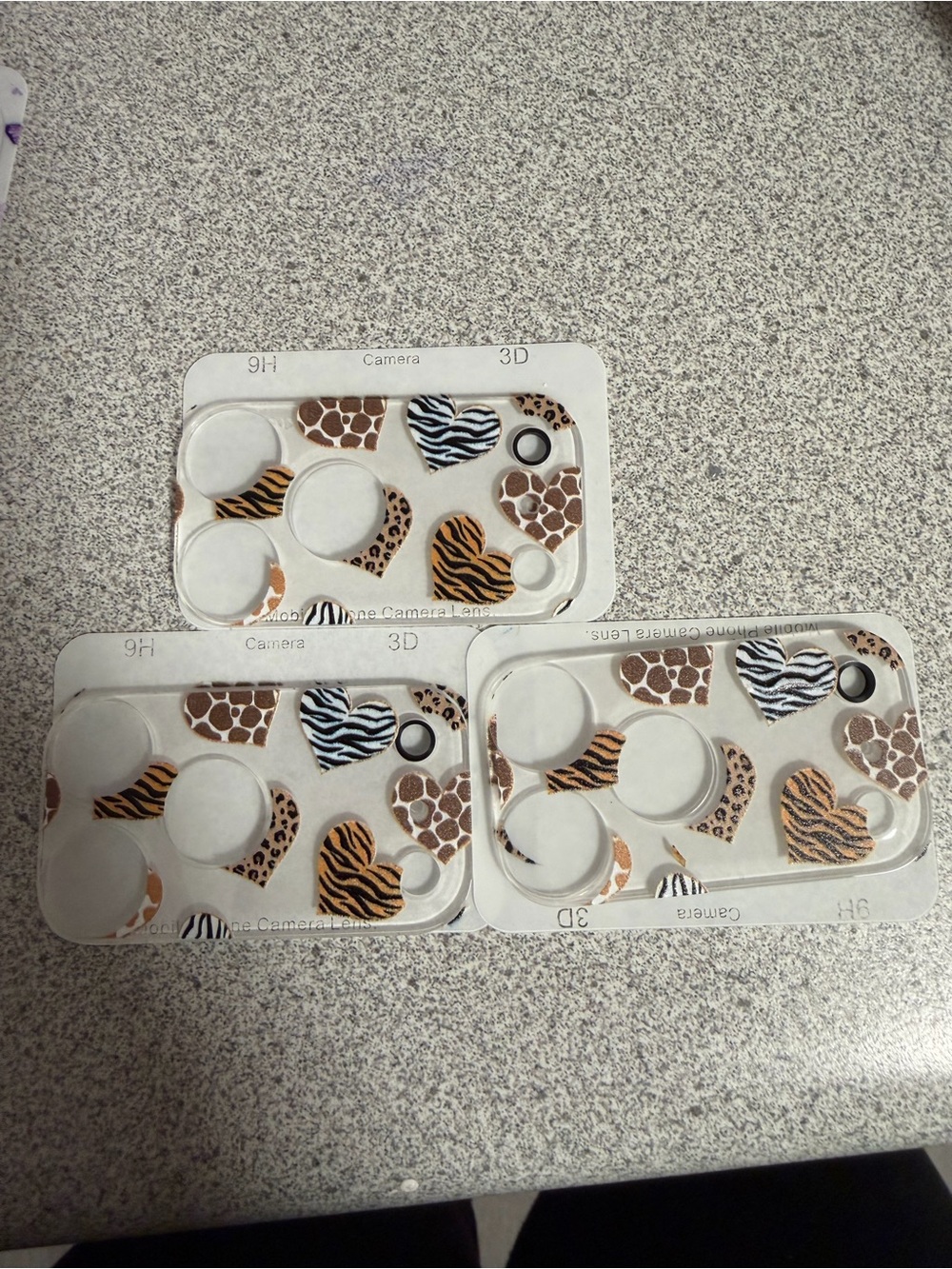 Clear camera protector with Animal Print Hearts